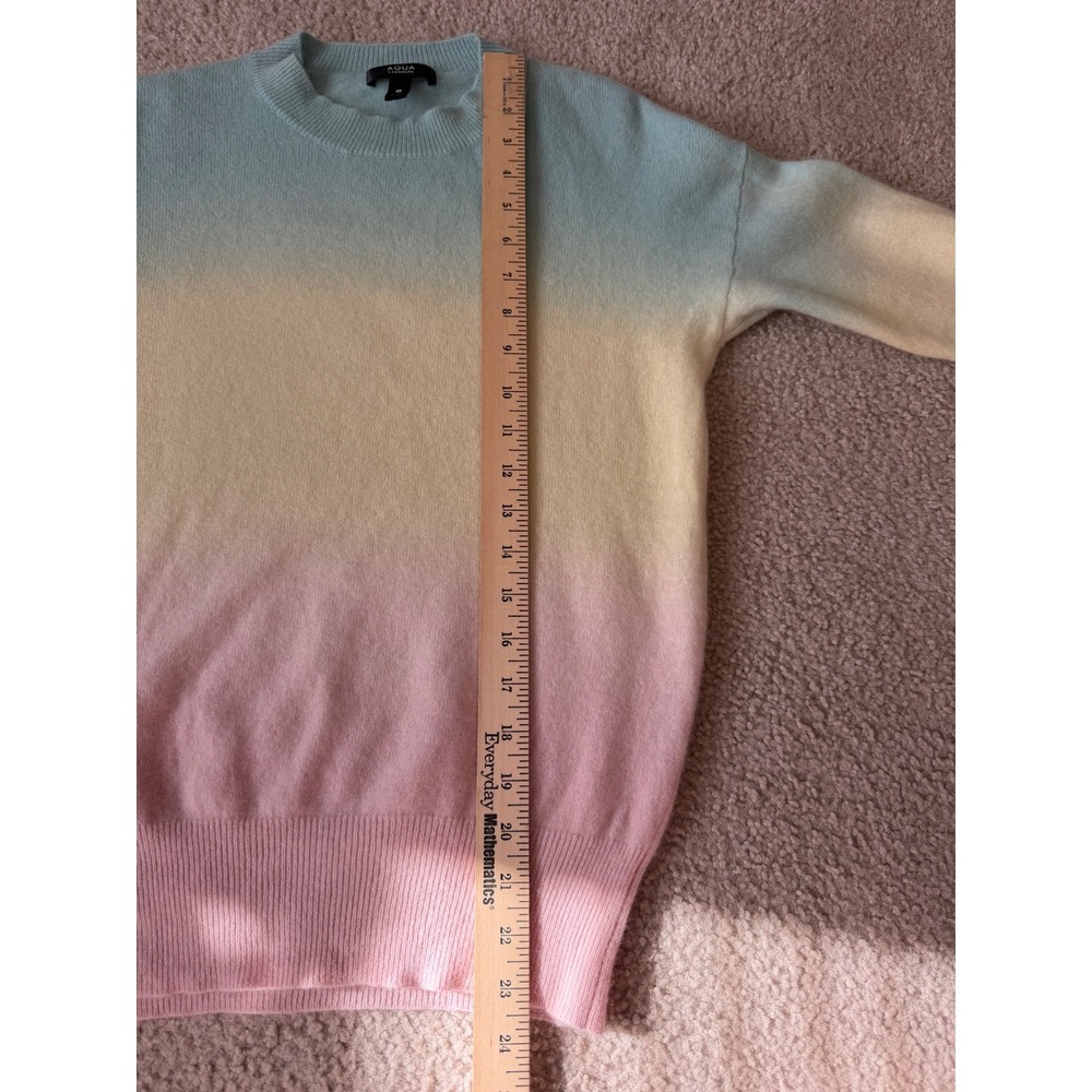 AQUA Cashmere Sweater Ombre Pastel Blue Yellow Pink Small - Picture 6 of 8